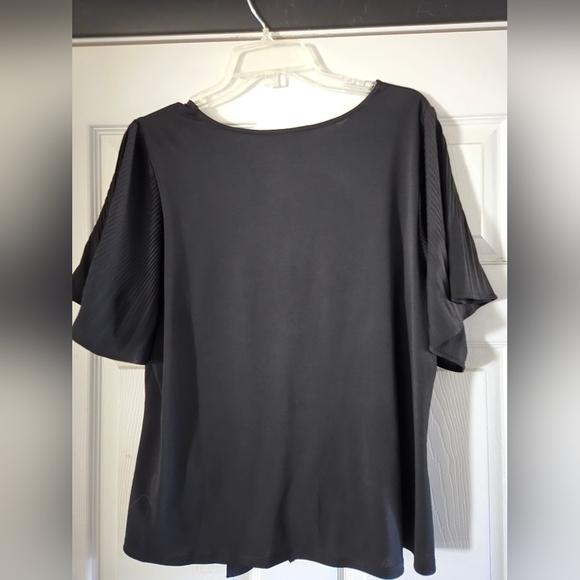 NWT Adrianna Papell Black Tie-Front Blouse - Picture 2 of 4